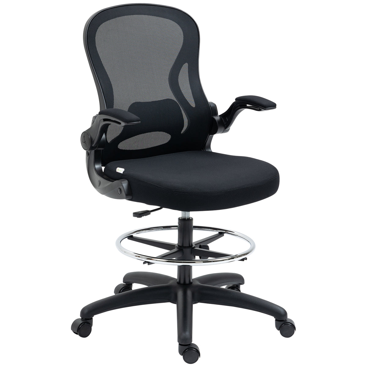 Ergonomic Standing Desk Chair with Adjustable Armrests and Lumbar Support - Includes Footrest Ring for Comfort - Ideal for Home Office and Standing Desks