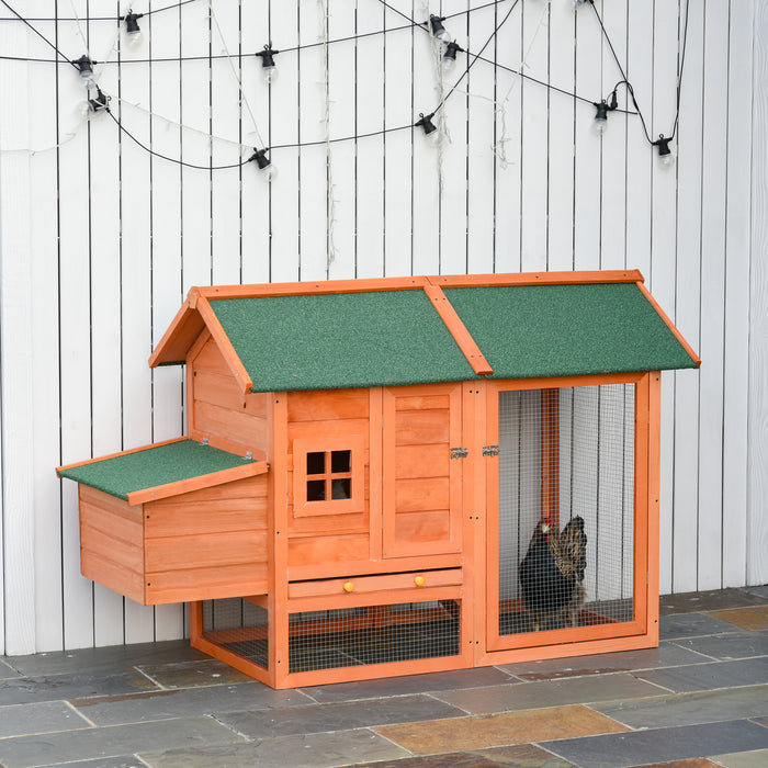 Deluxe 170cm Hen Coop - Small Animal Habitat with Nesting Box and Waterproof Roof - Lockable Door and Removable Tray for Easy Cleaning