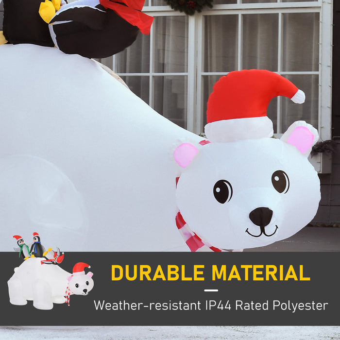 Giant 5ft LED-Lit Christmas Inflatable Display - Polar Bear with Penguins Outdoor Holiday Decor - Festive Garden Lawn Party Centerpiece for Seasonal Cheer