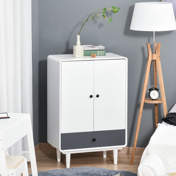 Bedside Storage Cabinet with Drawer and Doors - Modern Organizer for Bedroom and Living Room - Sleek Space-Saving Design for Home Essentials