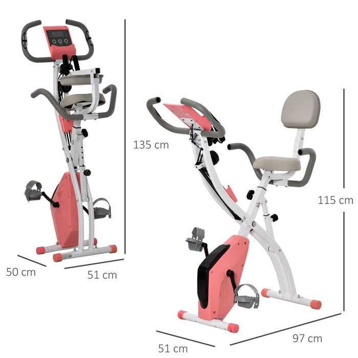 Foldable 2-in-1 Upright & Recumbent Exercise Bike with Magnetic Resistance - Includes Arm Bands for Upper Body Workout - Perfect for Home Fitness & Space-Saving Design