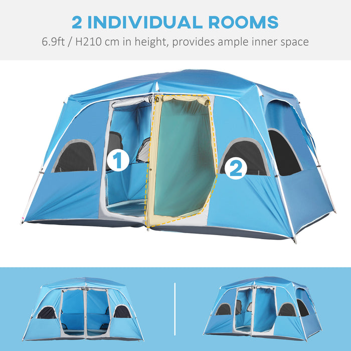 Family-Size Outdoor Shelter - 4-8 Person 2-Room Camping Tent with Mesh Windows and Easy Set-Up - Ideal for Backpacking, Hiking, and Group Trips