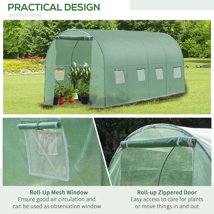 Polytunnel 4x2m Walk-In Greenhouse - Sturdy Construction with Roll-Up Zip Door & Windows - Ideal for Extended Growing Season & Garden Plant Protection