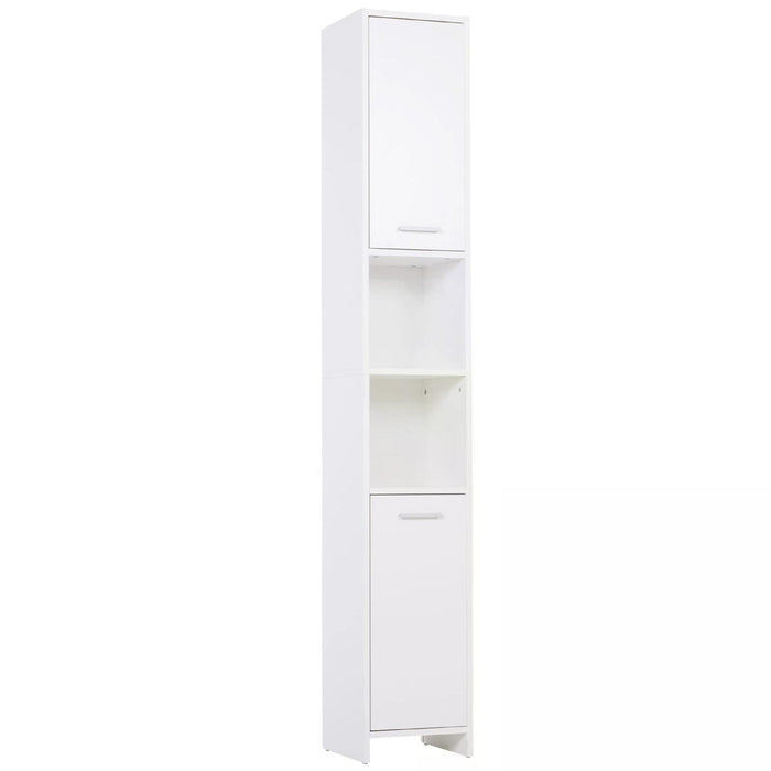 Slim Bathroom Tallboy Cabinet - Freestanding High Storage Unit with Adjustable Shelving and Dual Doors - Space-Saving Organizer for Restroom Essentials
