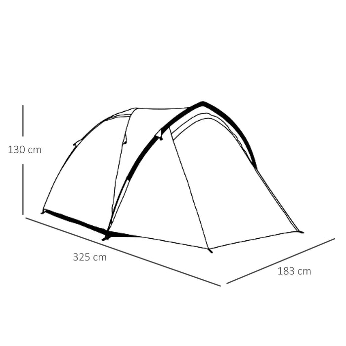 Camping Dome Tent - 2-Room, Weatherproof Vestibule, Large Windows, Lightweight Design - Ideal for 3-4 Person, Perfect for Fishing, Hiking & Backpacking, Green