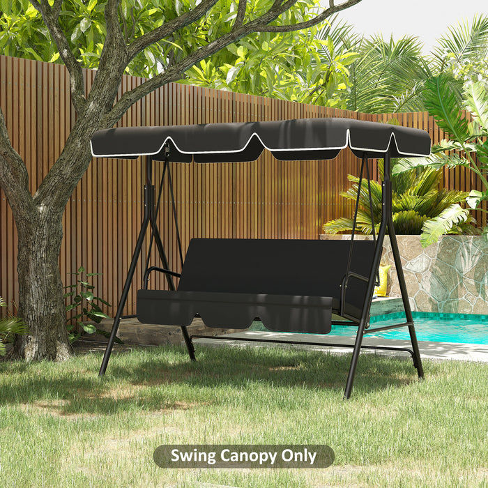 UV50+ Protective Canopy for 2-Seater Garden Swing - Weather-Resistant Sun Shade Cover Replacement, Black - Ideal for Outdoor Comfort and Relaxation