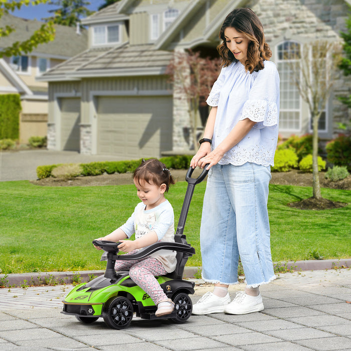 Essenza SCV12 - 2-in-1 Push and Ride Baby Car with Horn and Engine Sounds - Fun Toddler Mobility and Play Vehicle, Green