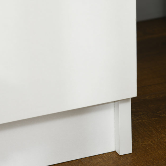 White LED-Illuminated Bedside Cabinets - High Gloss 2-Drawer Nightstand - Perfect for Bedroom and Living Room Storage Solutions