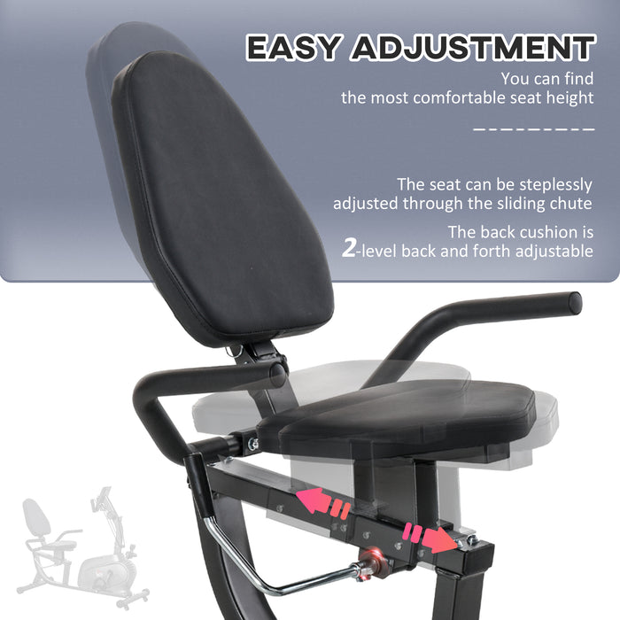 Recumbent Exercise Bike with Magnetic Resistance - Stationary Cycling for Fitness and Cardio, LCD Monitor and Tablet Holder - Ideal for Indoor Workout and Training, Black