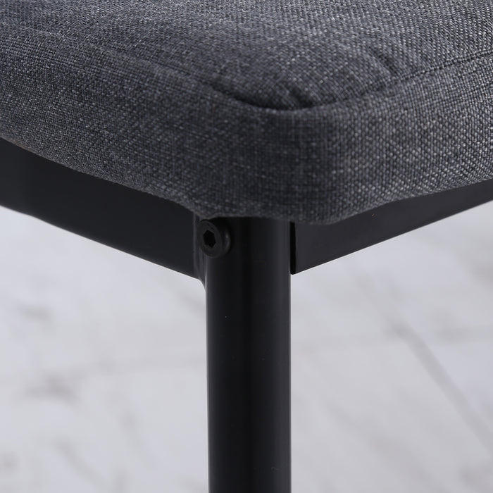 Modern Upholstered High Back Dining Chairs - Linen-Touch Fabric with Sturdy Metal Legs, Set of 4, Grey - Elegant Seating for Kitchen and Dining Room