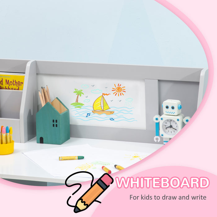 Kids Table and Chair Set with Whiteboard - 2-Piece, Multi-Use Children's Furniture for Arts, Crafts & Snack Time - Ideal for Toddlers, Grey Color