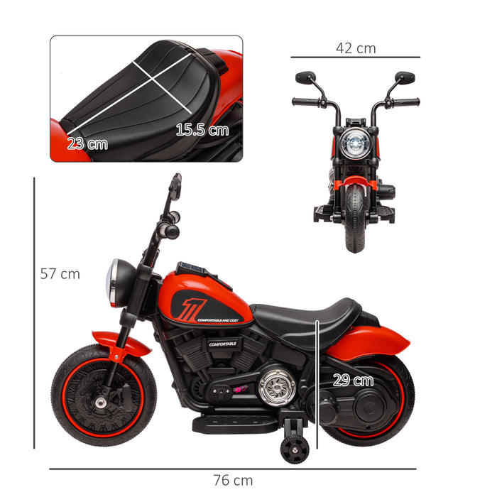 Kids' 6v Ride-On Electric Motorbike with Training Wheels - Easy One-Button Start in Vibrant Red - Ideal for Young Beginner Riders