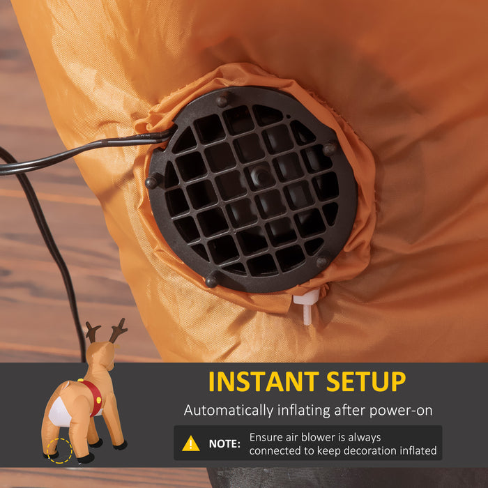 Inflatable LED-Lit Christmas Reindeer 1.8m - Festive Xmas Outdoor Holiday Decor with Luminous Display - Eye-Catching Blow Up Yard Decoration for Seasonal Cheer