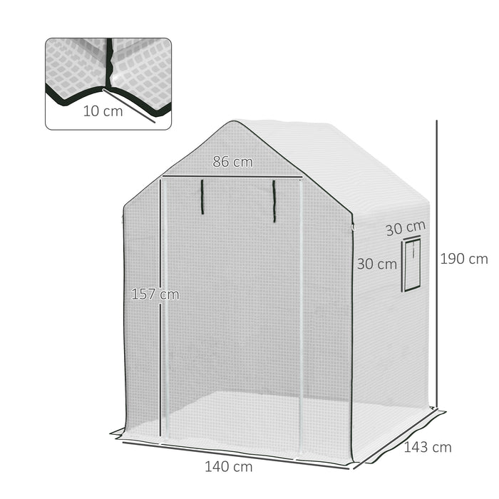 Walk-In PE Greenhouse Cover with Roll-Up Door - Durable Polyethylene Garden Hot House Protector, 140x143x190cm with Windows - Ideal for Plant Growth and Protection