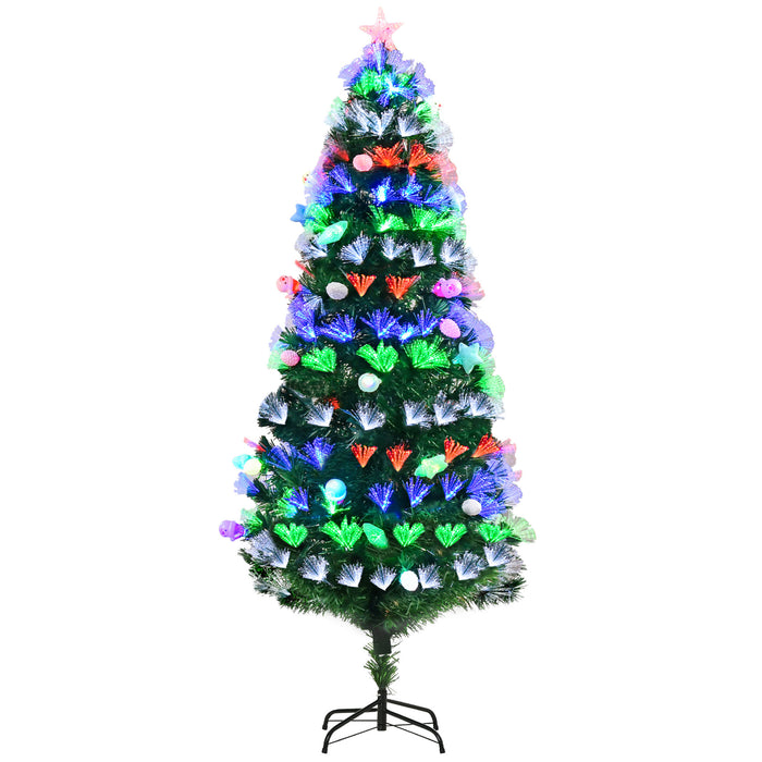Pre-Lit 6FT Artificial Christmas Tree with Fiber Optic Ornaments - Star-Topped, LED-Lit Holiday Decor - Ideal for Festive Home Ambiance