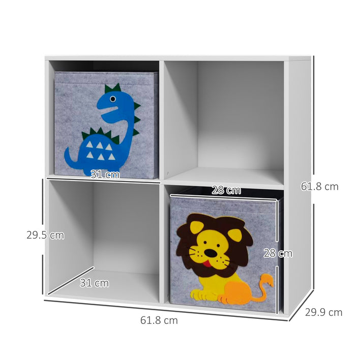 Kids' Storage Organizer - Playful Toy Box with Dual Non-Woven Fabric Bins, 61.8cm Cube - Perfect for Neatly Tidying Toys and Children's Accessories