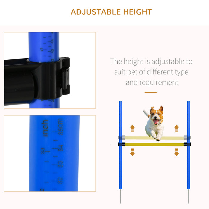 Adjustable Pet Hurdle Set - Dog Agility Training Equipment in Blue/Yellow - Ideal for Canine Fitness and Obedience