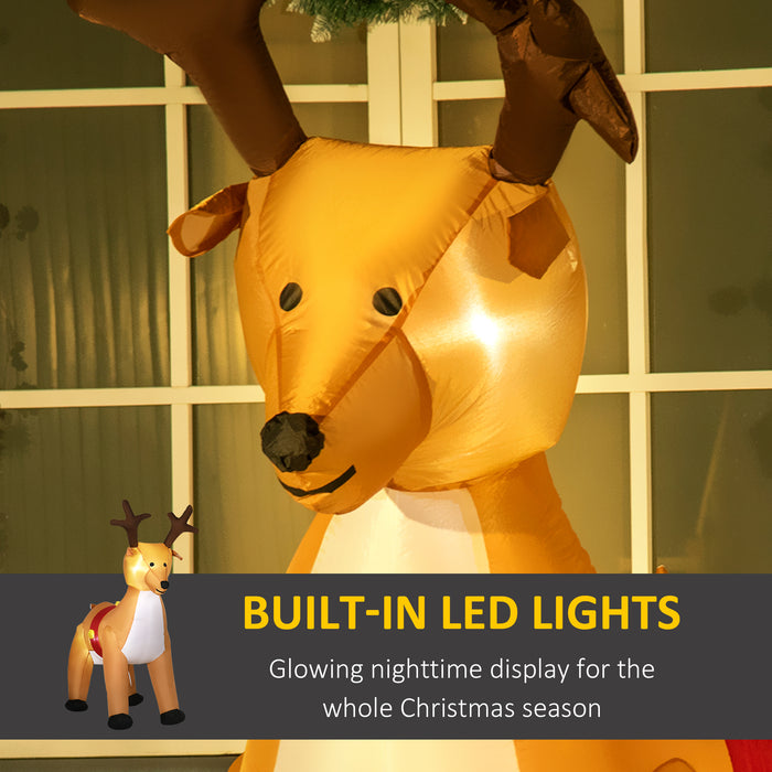 Inflatable LED-Lit Christmas Reindeer 1.8m - Festive Xmas Outdoor Holiday Decor with Luminous Display - Eye-Catching Blow Up Yard Decoration for Seasonal Cheer