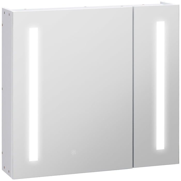Illuminated Wall-Mounted Bathroom Cabinet - LED Mirror with Touch Switch and USB Charging, Adjustable Shelf - Space-Saving Storage for Modern Bathrooms