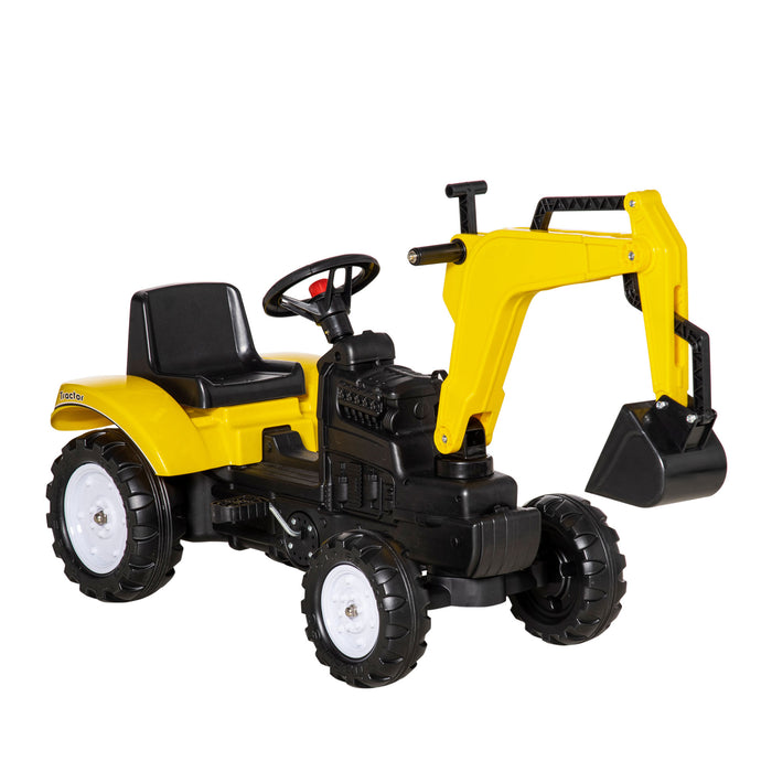 Pedal-Powered Excavator Ride-On - Construction Pretend Play Vehicle with Working Horn - Ideal for Kids & Toddlers Outdoor Fun
