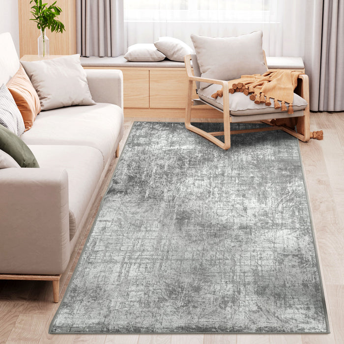 Modern Abstract Grey Rug - Stylish Decorative Area Carpet for Home - Ideal for Living Room, Bedroom, Dining Room, 150 x 80 cm