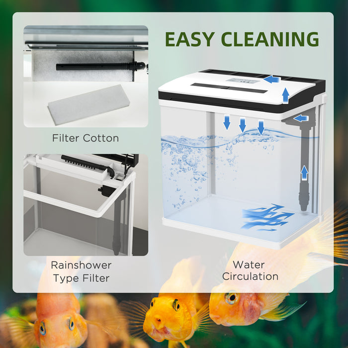 13L Glass Aquarium Fish Tank - Complete Set with Filter & LED Lighting for Aquatic Pets - Perfect for Betta, Guppy, Mini Parrot Fish & Shrimp, Dimensions: 29x20x30.5cm