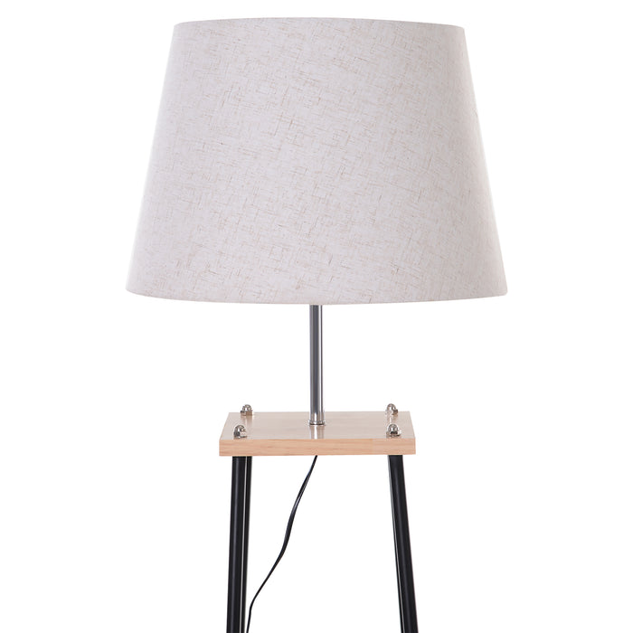 Modern Metal Tripod Floor Lamp with Shelving - E27 Lampshade, 3-Tier Storage, Foot Switch Control - Stylish Lighting & Display Solution for Contemporary Homes