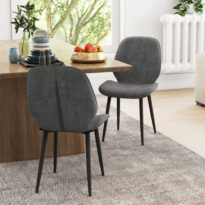 Velvet Comfort Dining Chairs - Set of 2 with Sturdy Metal Legs in Elegant Grey - Ideal for Living and Dining Room Comfort Seating