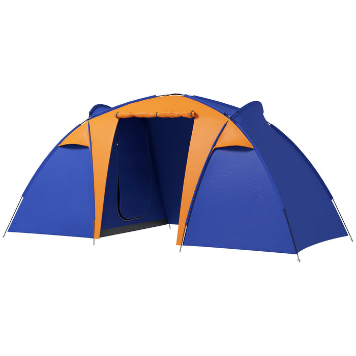 4-6 Person Large Tunnel Camping Tent - Dual Bedroom, Spacious Living Area, and Porch - 2000mm Waterproof and Portable with Carrying Bag