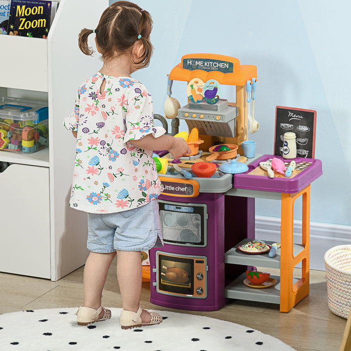 Kids Play Kitchen Set - 49-Piece Pretend Cooking Trolley with Sound, Light & Water Features - Ideal for Creative & Imaginative Playtime