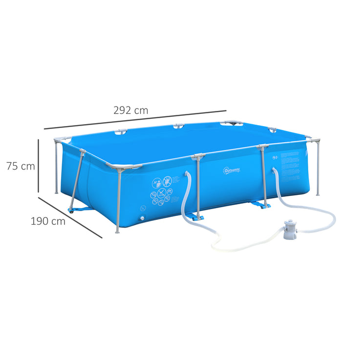 Outsunny Above Ground Pool - Rust-Resistant Frame Pool with Filter Pump & Reinforced Sidewalls - Family-Sized Outdoor Swimming Pool, Blue 315x225x75cm