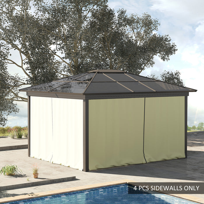 Replacement 4-Panel Gazebo Sidewalls with Zipper - Fits 3x3m Canopy Tents, Beige Color - Ideal for Outdoor Privacy and Shelter