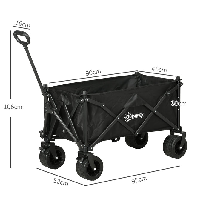 Outdoor Wagon Cart with Folding Design - Heavy-Duty Garden Trolley with 120KG Load Capacity, Comes with Carry Bag - Ideal for Beach, Camping & Festivals
