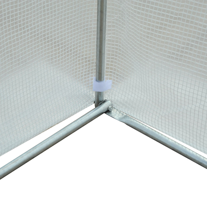 Walk-In Polytunnel Greenhouse 4.5x3x2m - Steel Frame Construction with Roll-Up Door and Windows | White Canopy - Ideal for Year-Round Gardening and Plant Protection