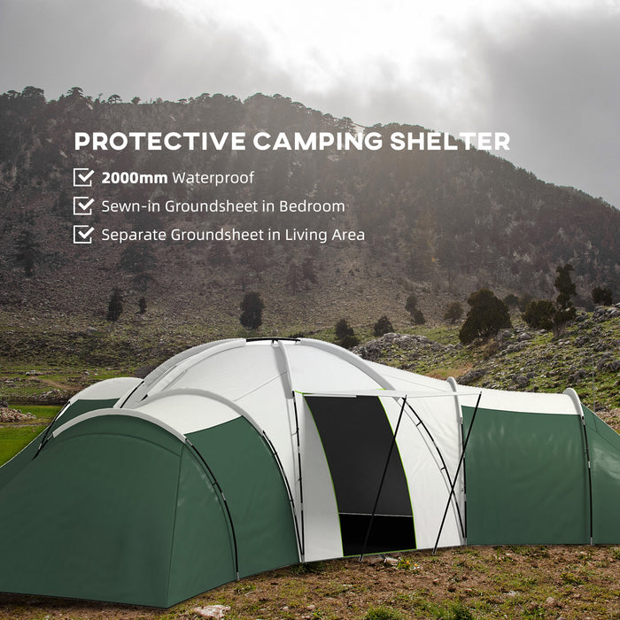 Large Family Camping Tent for 6-9 People - Multiple Bedrooms with Spacious Living Area - Complete with Essential Accessories