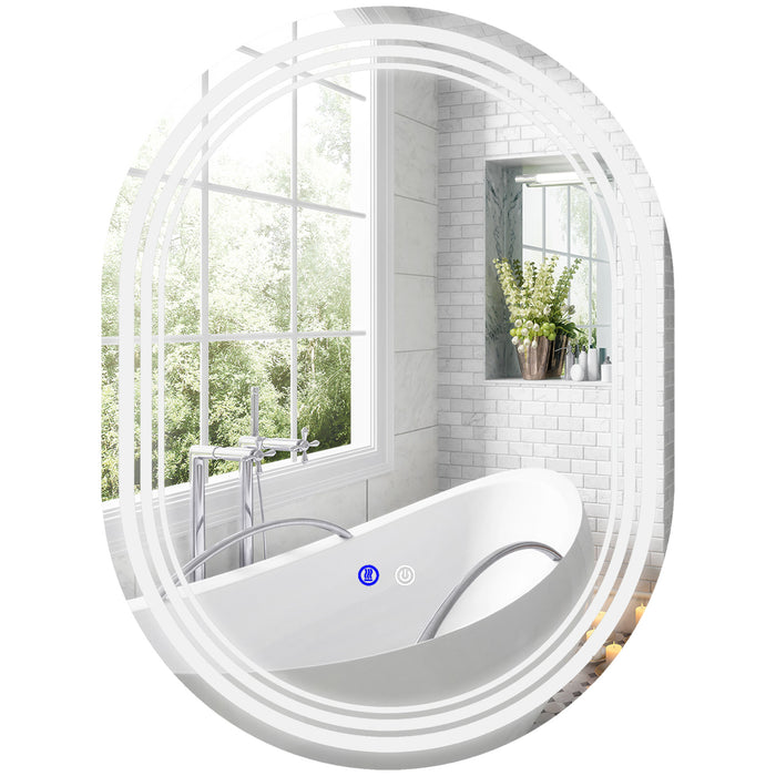 Bathroom LED Illuminated Mirror 800x600mm - Touch-Sensitive Anti-Fog Makeup Mirror with Versatile Mounting - Perfect for Grooming and Makeup Application