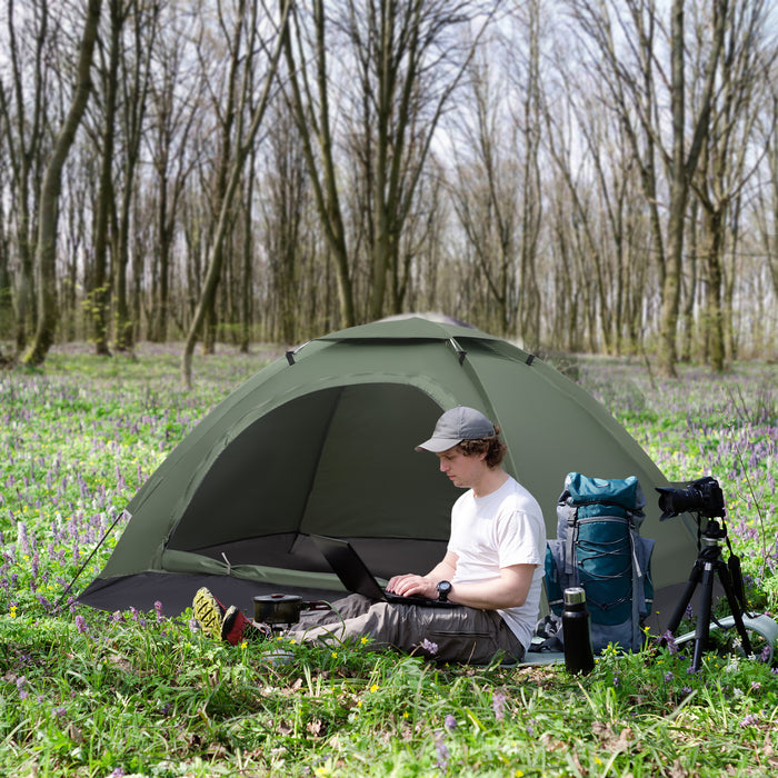 2-Person Camouflage Camping Tent - Zipped Doors, Storage Pocket, and Portable Design - Ideal for Outdoor Adventures and Stealth Camping