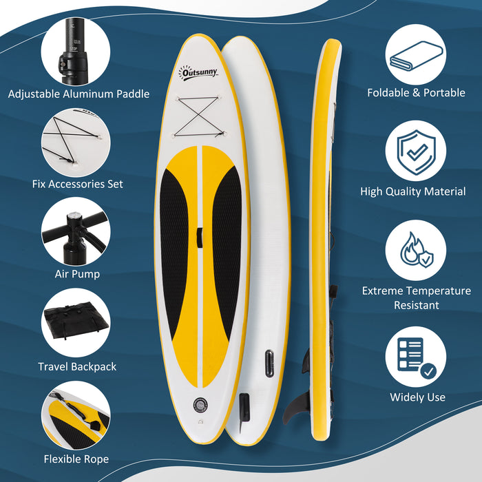 Adjustable Aluminium Paddle Inflatable SUP - Non-Slip Stand Up Paddle Board with ISUP Accessories, 305x76x15cm - Ideal for All Skill Levels in White