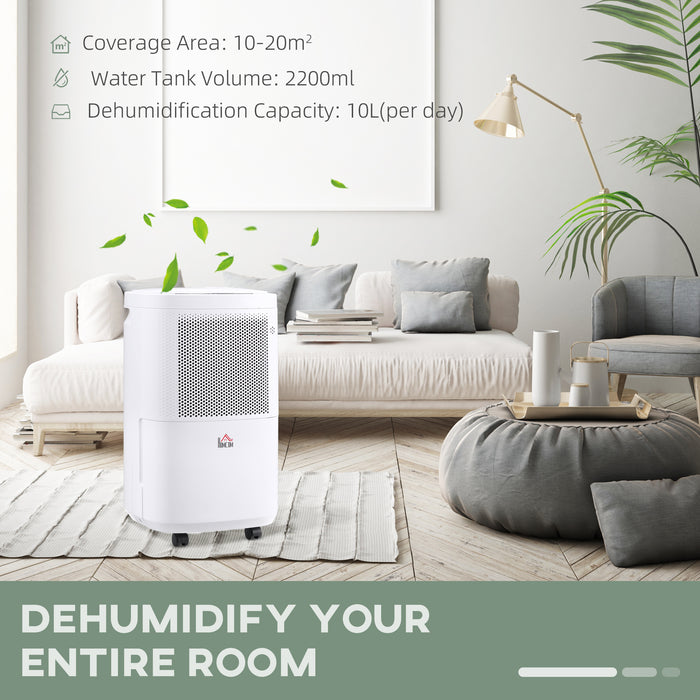 2200ML 10L/Day Portable Dehumidifier - Electric Air Moisture Removal with Quiet Operation and WiFi Smart App Control - Ideal for Home Laundry and Basement Spaces