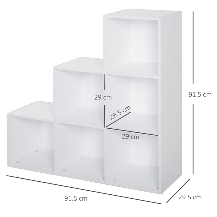 6-Cube Organizer Shelf - 3-Tier Particle Board Bookcase Cabinet for Home Office - Storage and Organization Solution in White