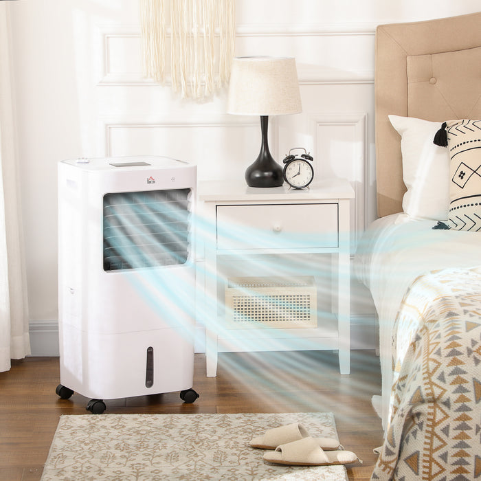 Mobile Air Cooler with 15L Water Tank - Oscillating Cooling Fan and Humidifier with Remote Control - Ideal for Home and Office Use with Timer Function