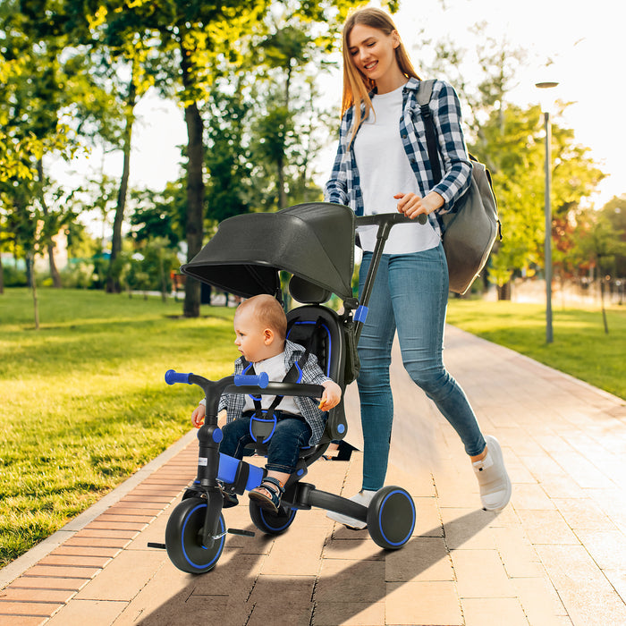 Kids 3-in-1 Aluminium Tricycle - Adjustable Push Handle, Canopy, and Reclining Seat - Perfect for 18-48 Months Toddlers and Outdoor Play