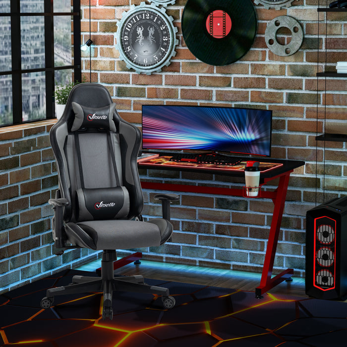 Ergonomic Racing-Style Gaming Chair - High-Back, Adjustable, Swivel Office Chair with Lumbar Support, Grey - Ideal for Gamers and Long-Hour Desk Users