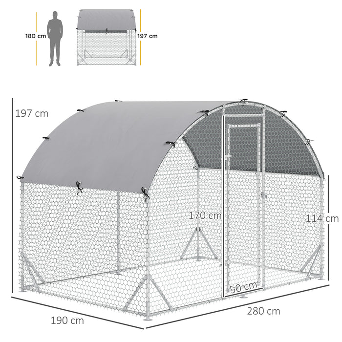 Galvanized Walk In Chicken Coop - Hen Poultry House & Rabbit Hutch with Water-Resistant Cover, Playpen - Outdoor Shelter for Chickens & Small Animals