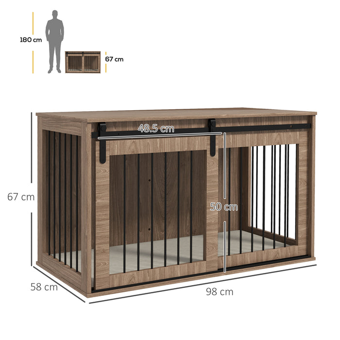 Large Dog Furniture-Style Crate with Cushion - 100x60x63cm Comfort Home for Pets - Ideal for Big Breed Dogs Cozy Den