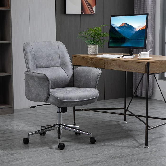 Ergonomic Mid-Back Swivel Chair - Comfortable Office and Study Furniture in Light Grey - Ideal for Home, Study, or Bedroom Use