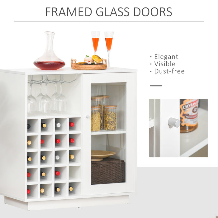 Modern Sideboard Wine Cabinet - Glass Door Display, Built-In Glass Holder & 20-Bottle Storage Rack - Elegant Organization for Home Bar, Living Room, Dining Area