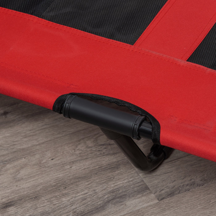 Elevated Pet Bed - X-Large Cooling Raised Dog Cot with Breathable Mesh, Red, 122 x 92 x 23cm - Perfect for Indoor/Outdoor Comfort and Relaxation