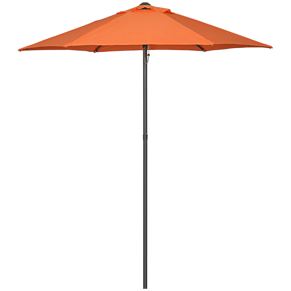 Outdoor Sun Shade Parasol - 2m Patio Umbrella with 6 Sturdy Ribs, Orange - Ideal for Balcony, Bench & Garden Comfort