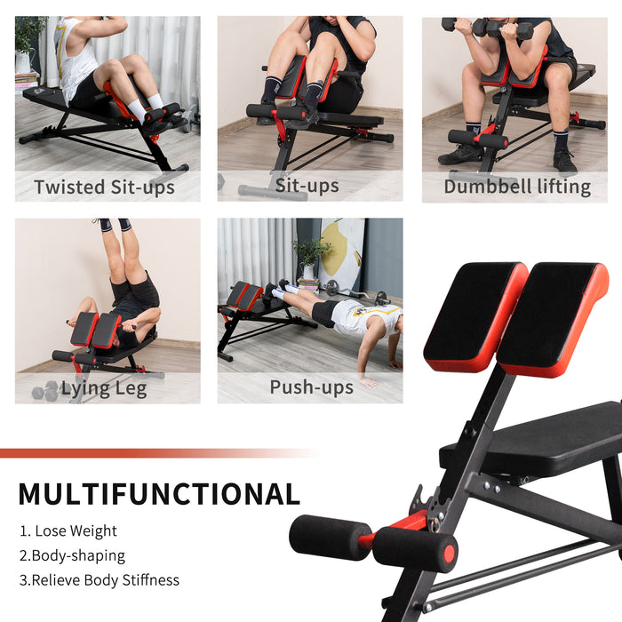 HyperFitness Multi-Workout Bench - Adjustable Dumbbell Bench for Indoor Fitness, Weights, Sit-Ups, Decline and Flat Exercises - Ideal for Full Body Strength Training and Core Development